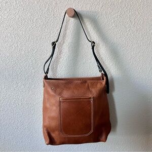 Finn’s Fickle Goods Brown Pebbled Leather Bag with Front Pocket Crossbody